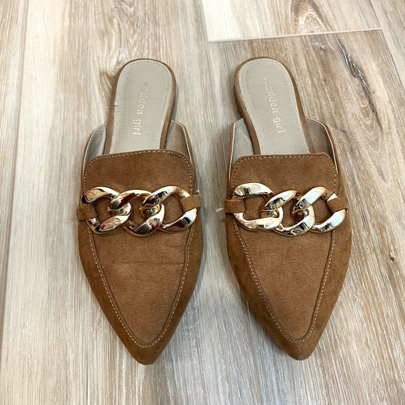 MADDEN GIRL Lockhart Slip On Mules With Gold Chain Size 7 - Picture 6 of 6
